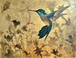 Green Bird in a Garden by Peter Colby Myer